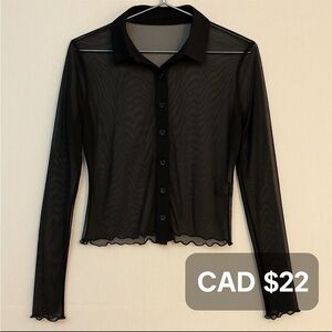 Rebels Black Sheer Button-Down Shirt, small excellent condition
